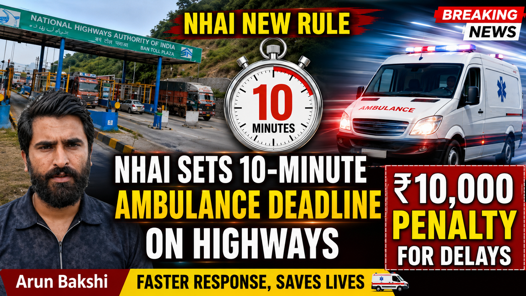 NHAI New Rule: सड़क हादसे के बाद 10 मिनट में पहुंचेगी #Ambulance, देरी हुई देना होगा 10,000/- का जुर्माना