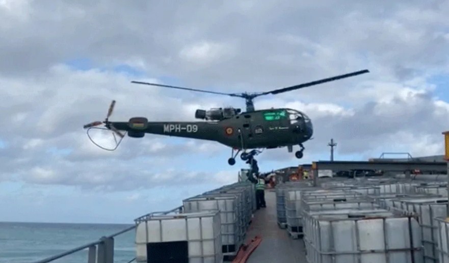 HAL-developed Dhruv helicopter being used to clean Mauritius oil spill