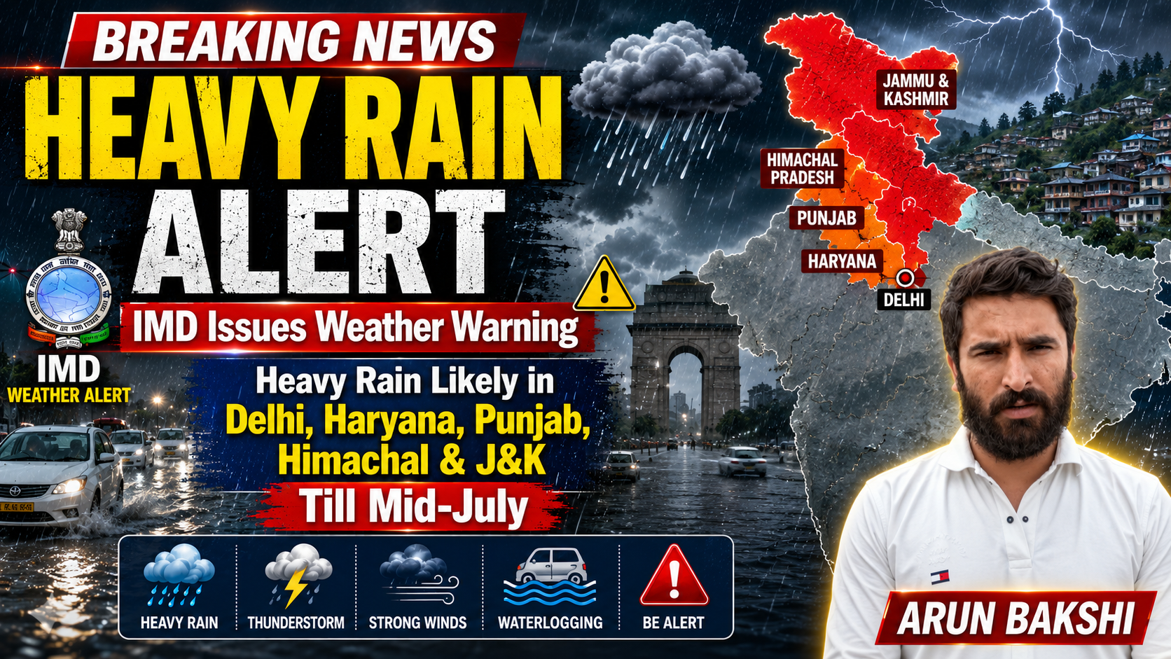 Heavy Rain Likely In Haryana, Delhi, Punjab, Himachal, J&K Till Mid-July; IMD Issues Weather Warning