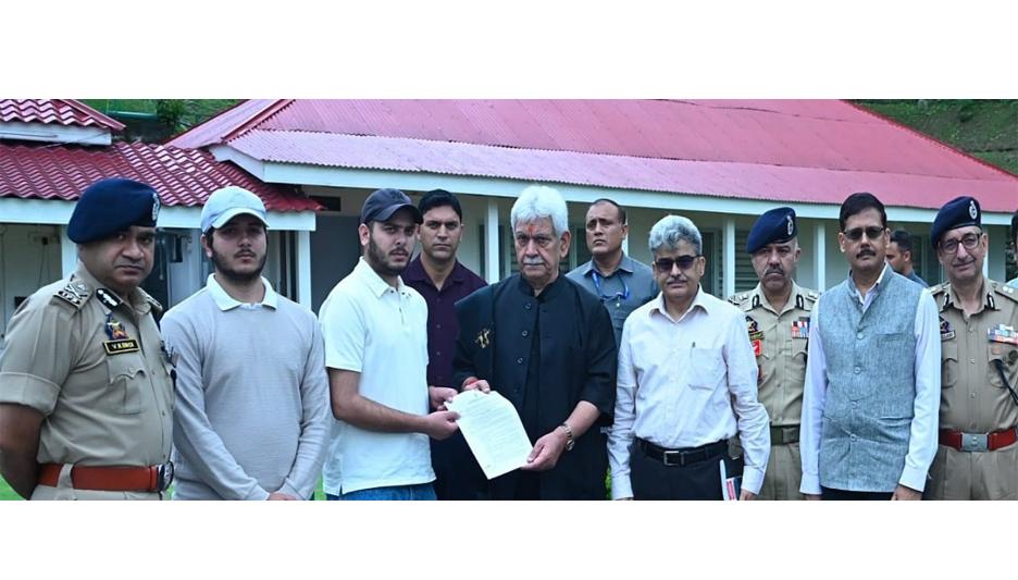 Lieutenant Governor hands over appointment letter to son of Martyr HC Ashiq Hussain Qureshi