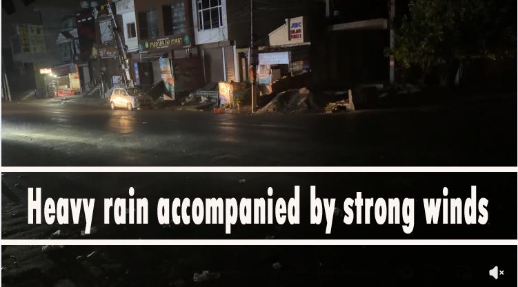 Jammu: Heavy rain accompanied by strong winds lashes several parts of the city.