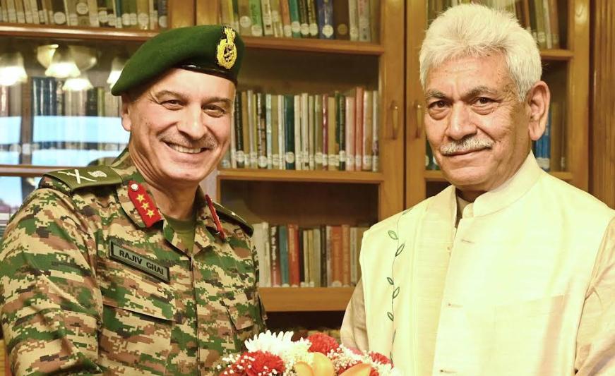 Army’s Deputy Chief Rajiv Ghai Calls on LG Manoj Sinha
