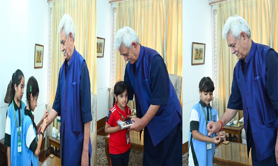 Lieutenant Governor Celebrates Raksha Bandhan with students from DPS Baramulla