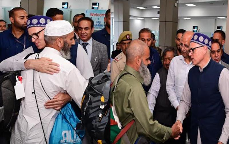 CM Omar Abdullah receives first batch of Hujjaaj at Srinagar Airport