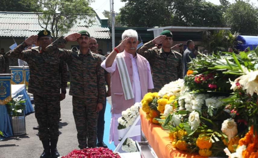LG Sinha Pays Rich Tributes to Martyred Army Officer Lt Beereshwar Goswami