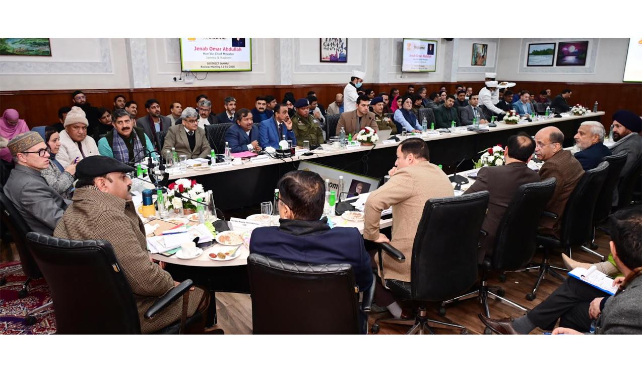 CM Omar Abdullah chairs Jammu District Review Meeting, stresses timely completion of projects and undertaking permanent flood restoration works